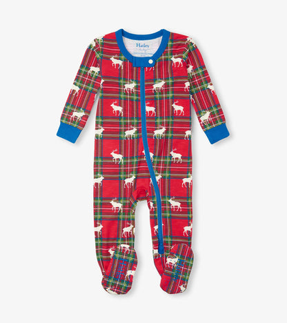 Baby Elk Plaid Cotton Footed Sleeper