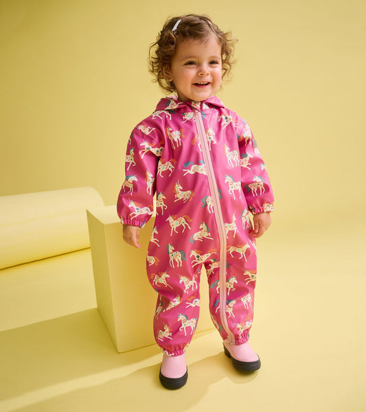 Baby Girls Folksy Unicorns Rain Suit