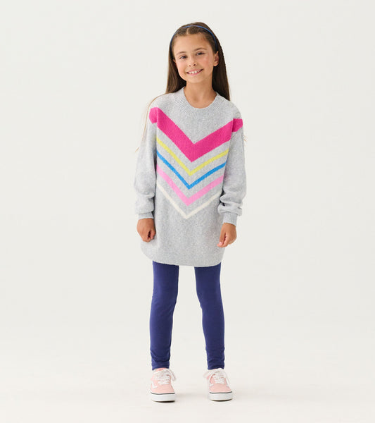 Girls Chevron Stripe Chunky Sweater Tunic