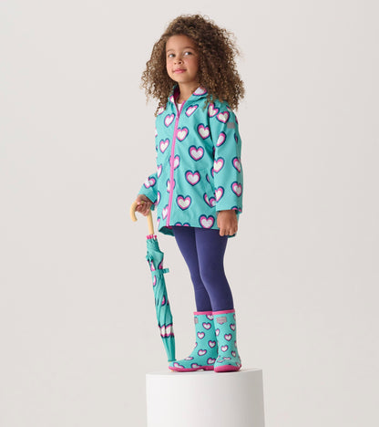 Girls Hearts Packable Rain Boots