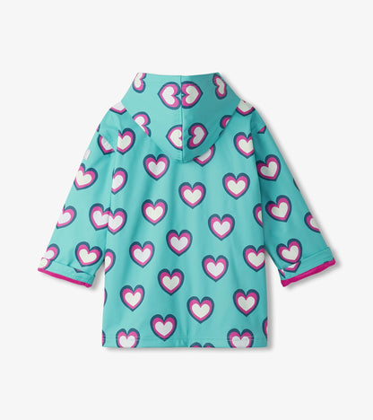 Girls Hearts Colour Changing Zip-Up Rain Jacket