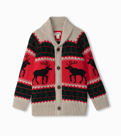 Boys Holiday Elks Shawl Collar Cardigan