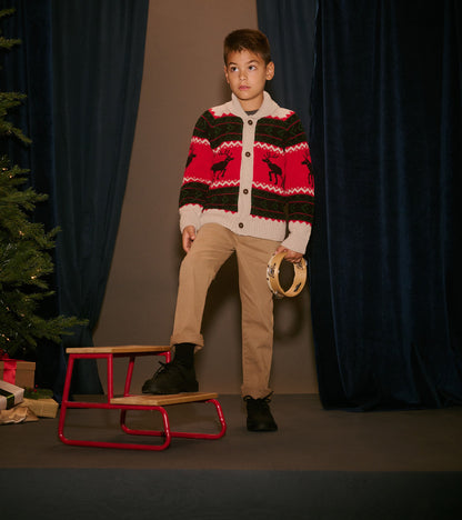 Boys Holiday Elks Shawl Collar Cardigan