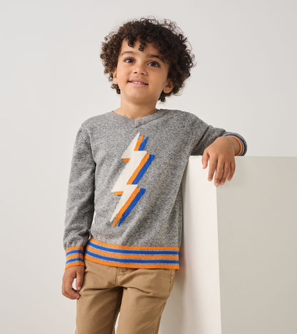 Boys Lightning Bolt V-Neck Sweater