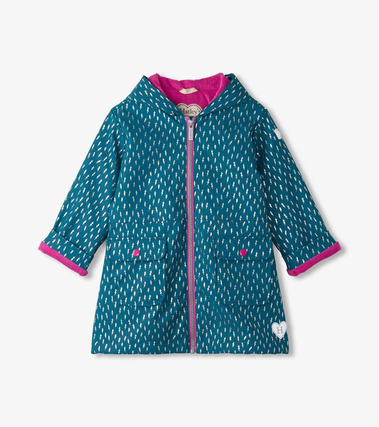 Girls Mini Lightning Bolts Zip-Up Rain Jacket