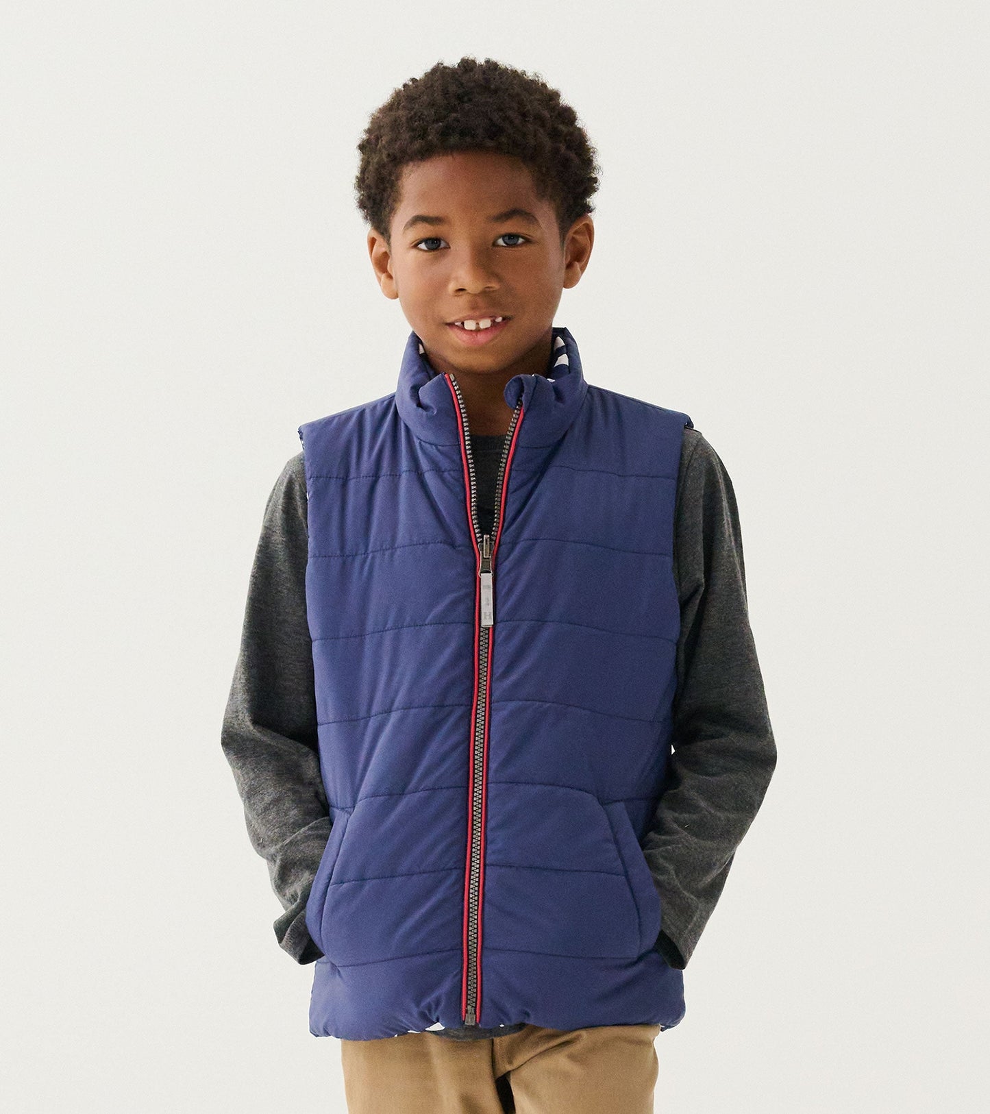 Boys Dino Fossils Reversible Quilted Vest