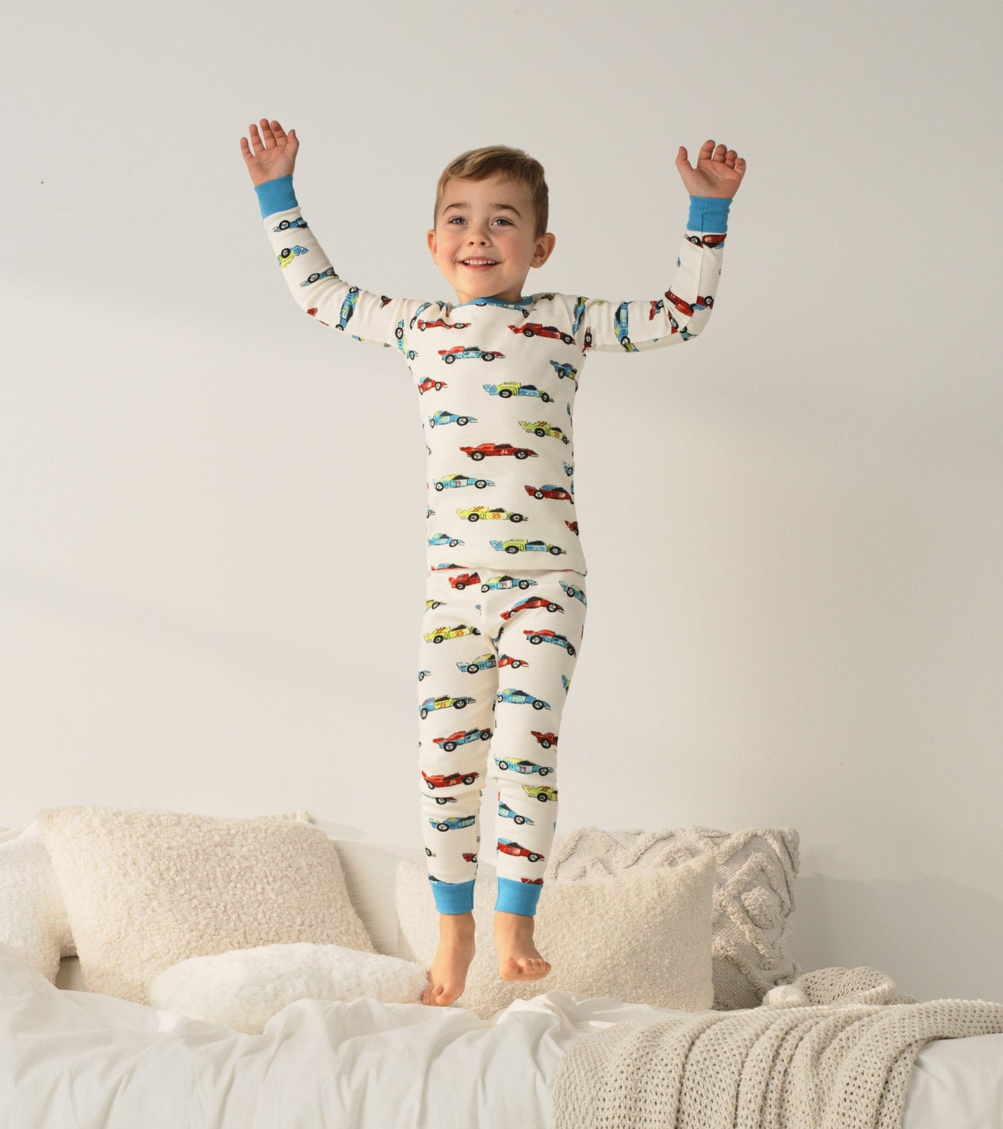 Boys Water Colour Racecars Organic Cotton Pajama Set