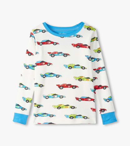 Boys Water Colour Racecars Organic Cotton Pajama Set