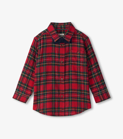 Boys Red Plaid Button Down Shirt