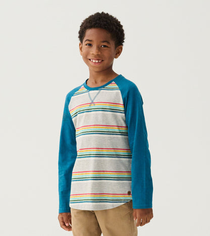 Boys Retro Stripes Long Sleeve Raglan T-Shirt