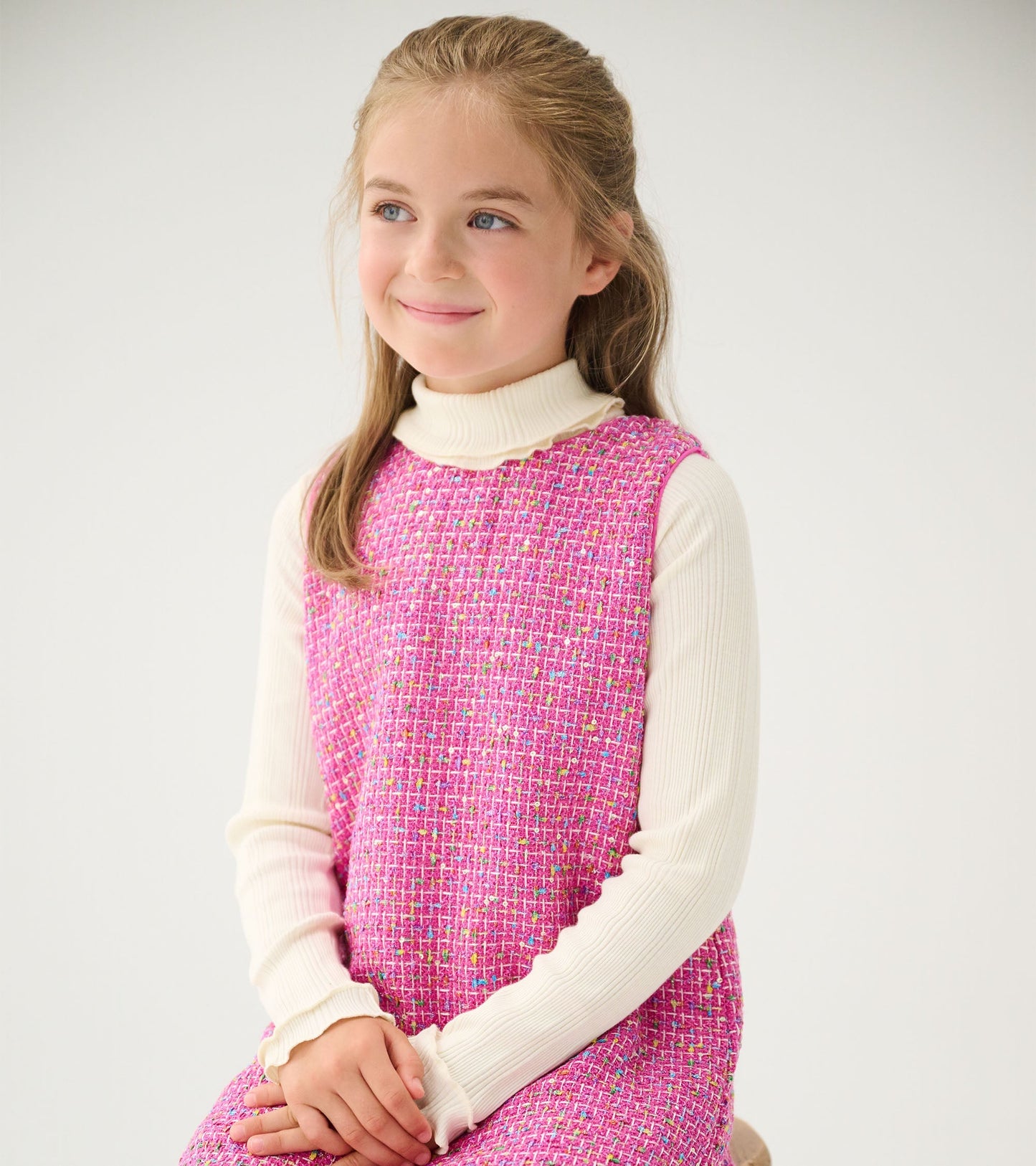 Girls Rose Violet Tweed Dress