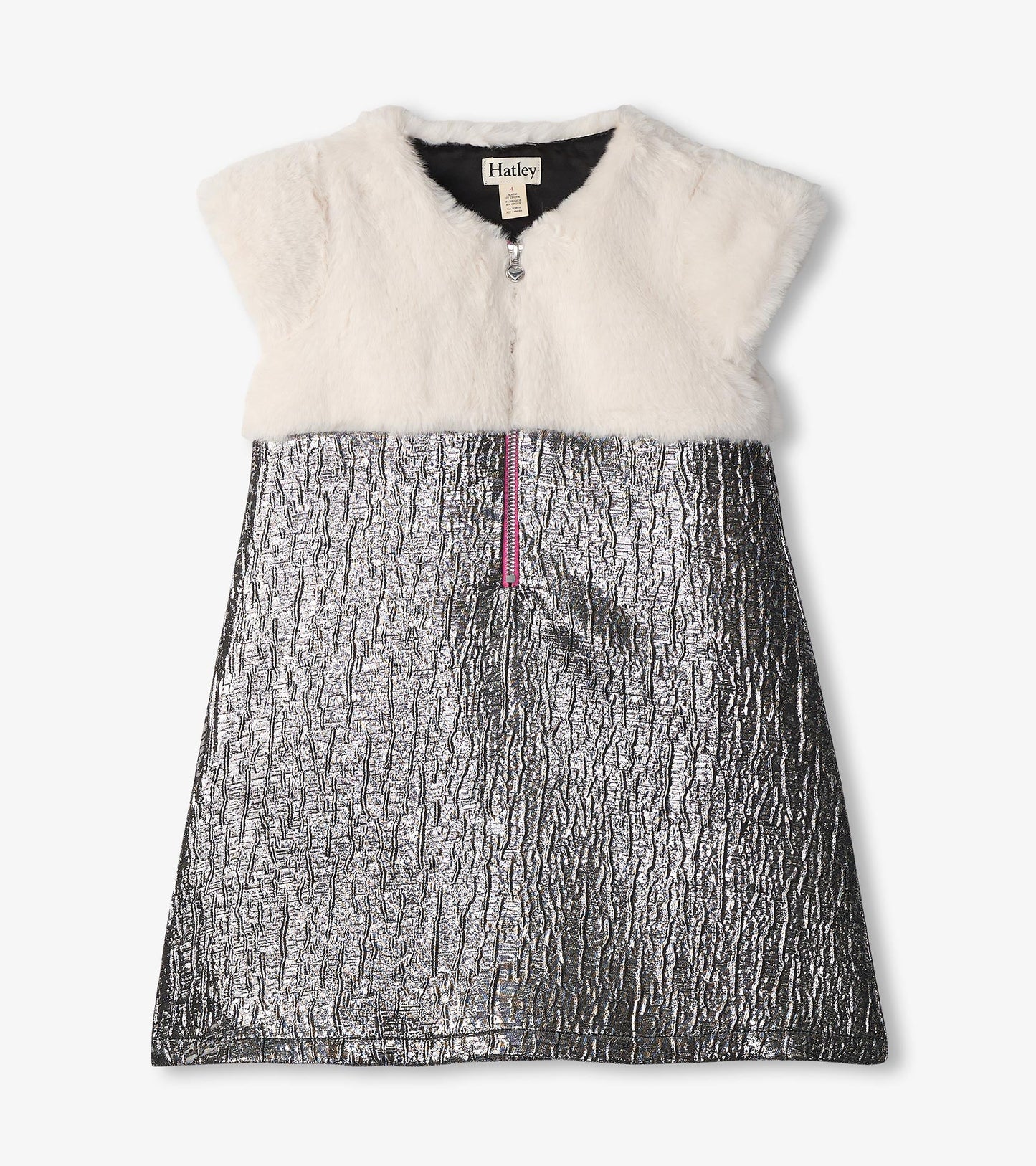 Girls Faux Fur Jacquard Dress