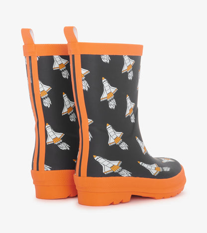 Boys Space Shuttles Matte Rain Boots