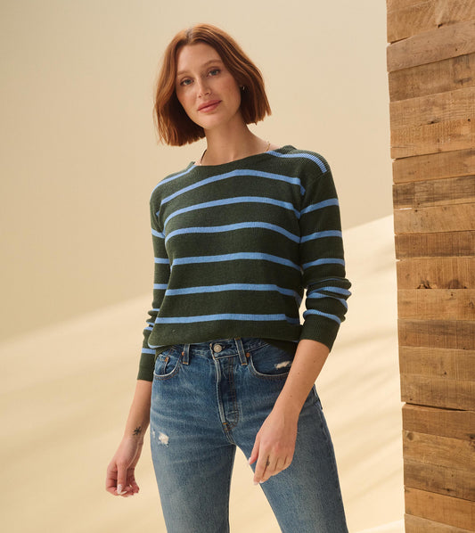 Devon Sweater - Teal Heather Stripes