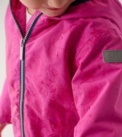 Girls Unicorn Doodle Zip-Up Lightweight Rain Jacket