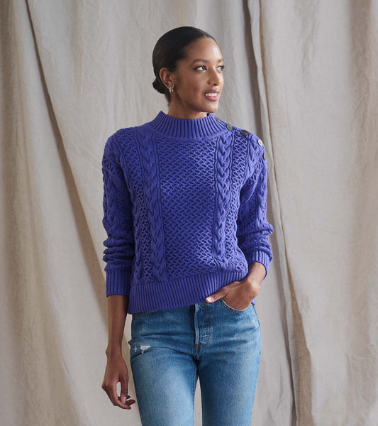 Button Neck Sweater - Ultra Violet