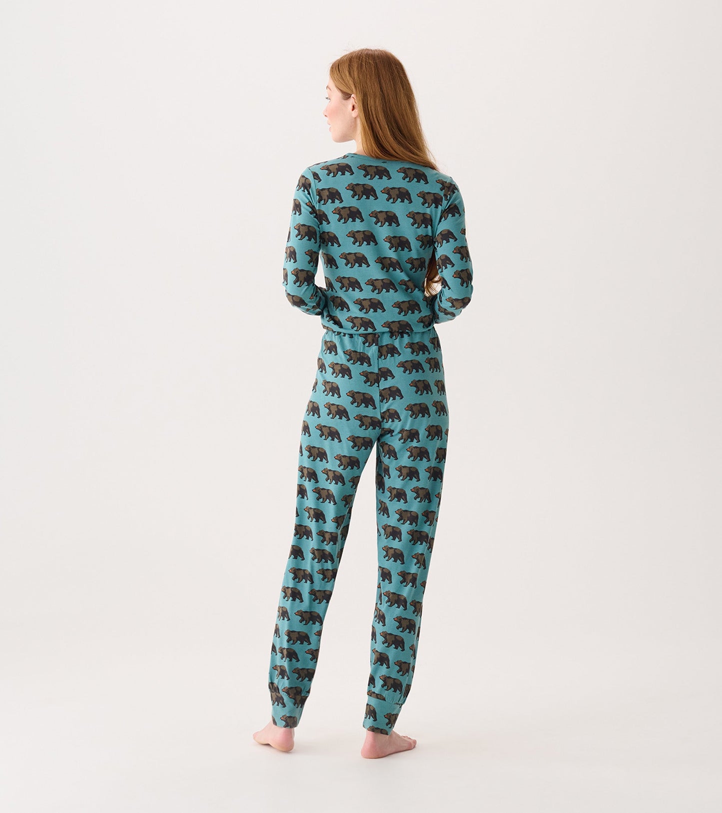 Women's Walking Bear Bamboo Pajama Set