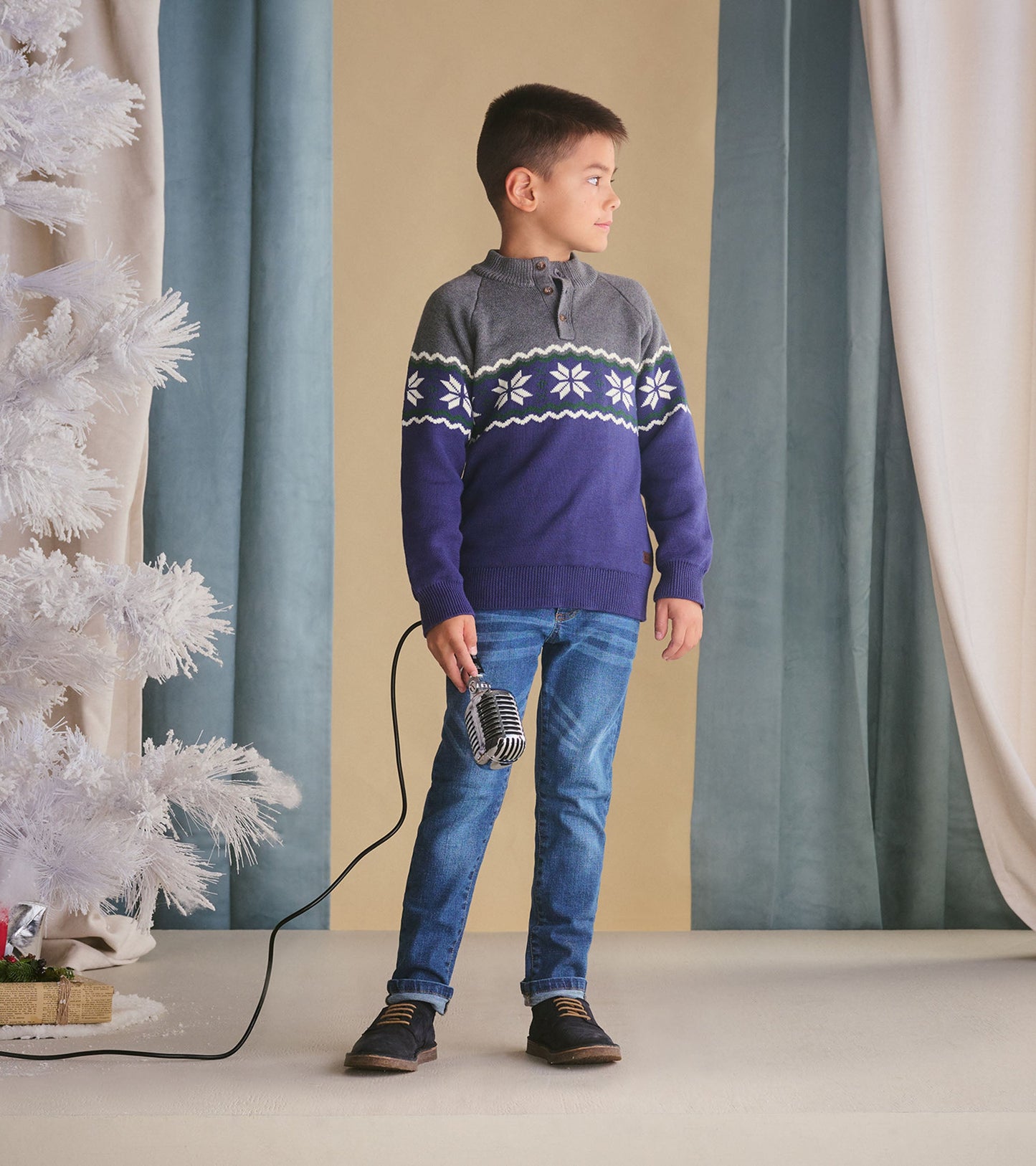 Boys Winter Knit Mockneck Sweater