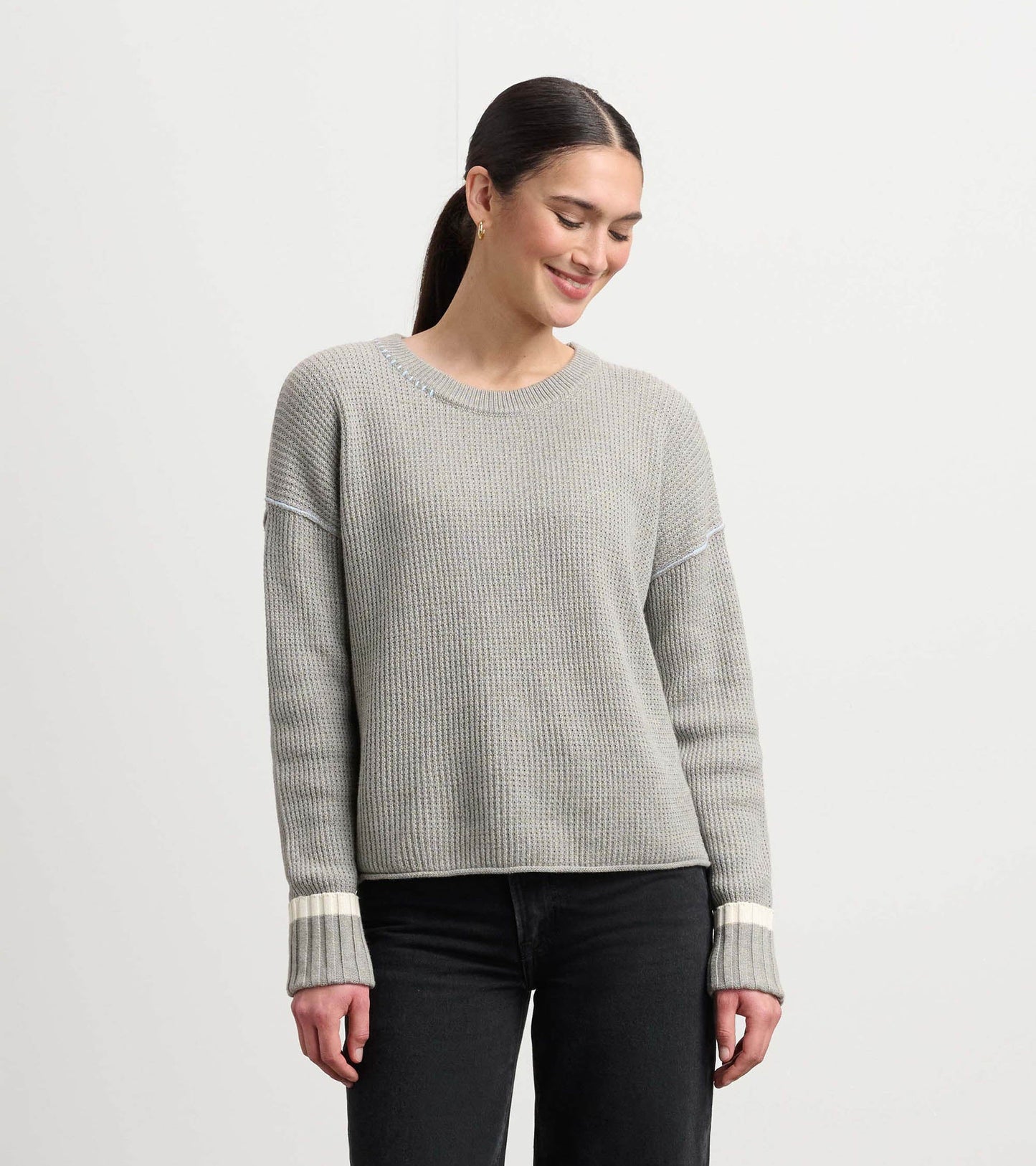 Waffle Knit Jumper - Grey