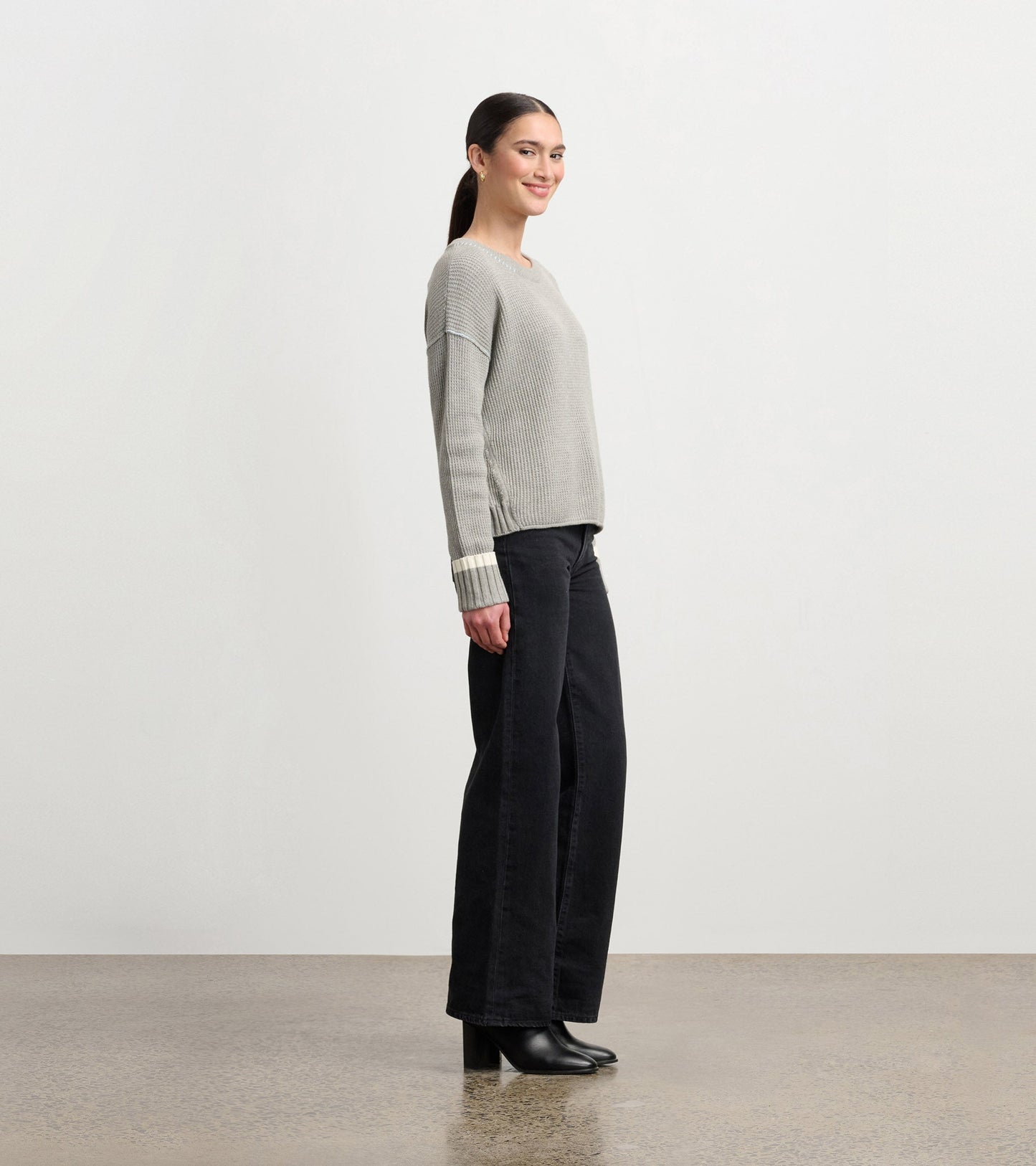Waffle Knit Jumper - Grey