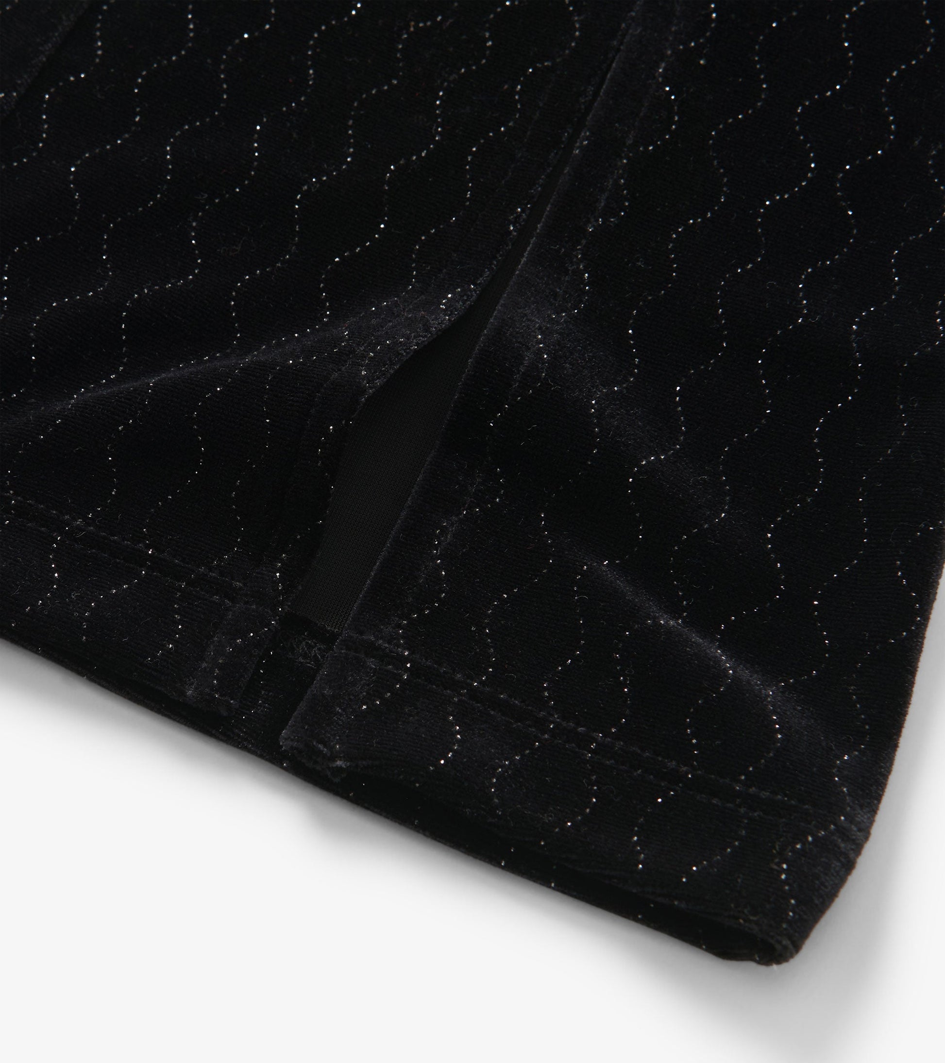 Black velour flared pants with a wavy sparkle pattern, suitable for girls, featuring a soft texture and comfortable fit.