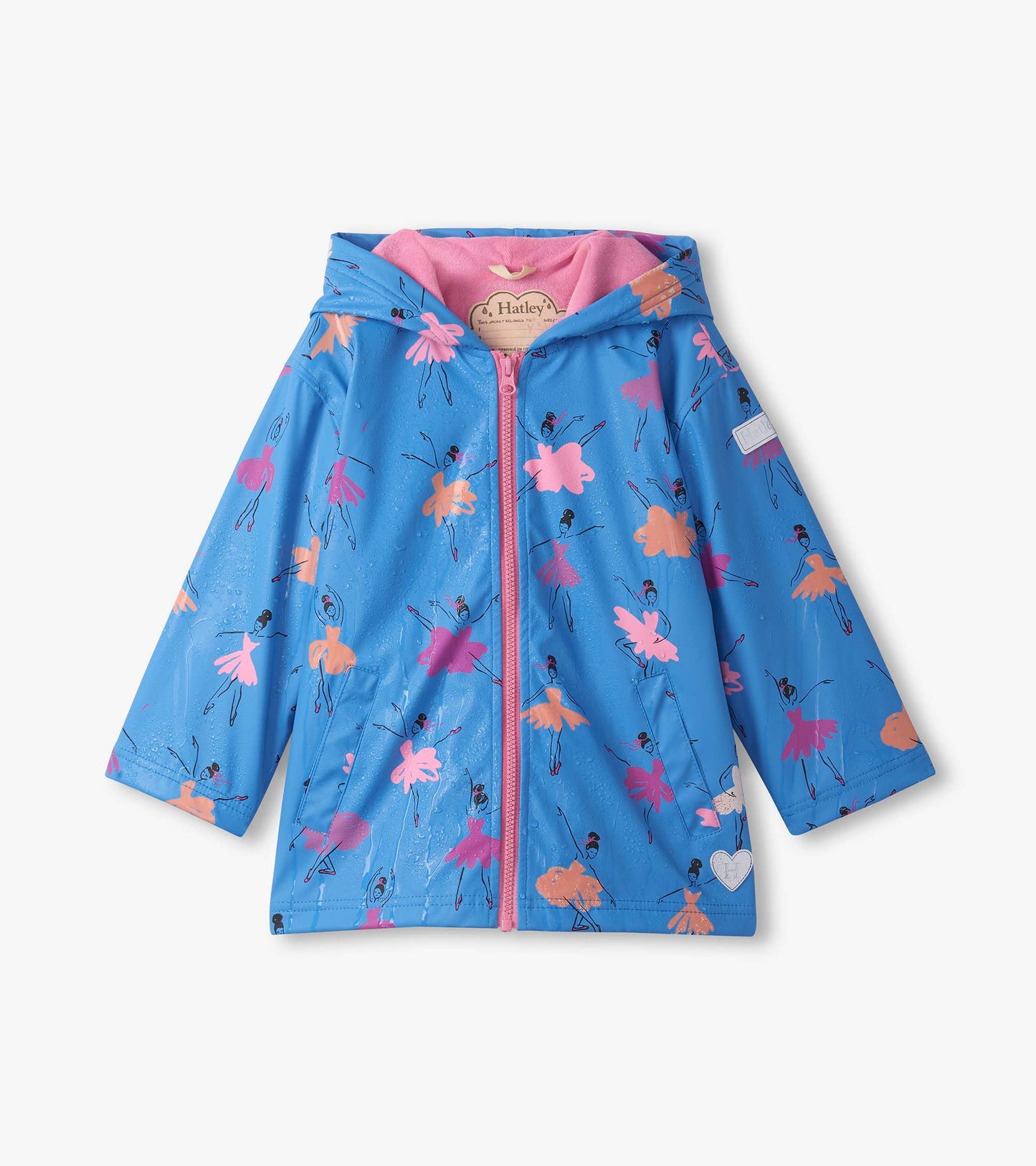 Girls Ballet School Colour Changing Zip-Up Raincoat
