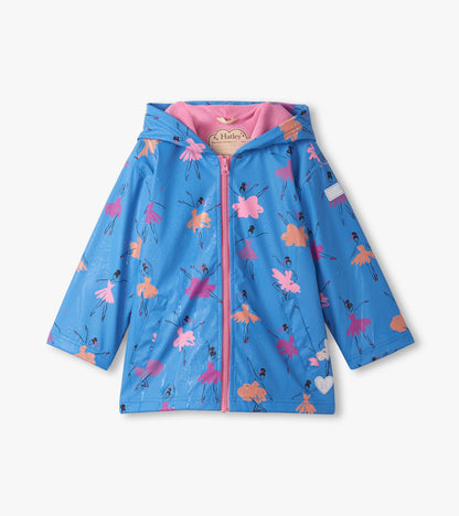 Girls Ballet School Colour Changing Zip-Up Raincoat