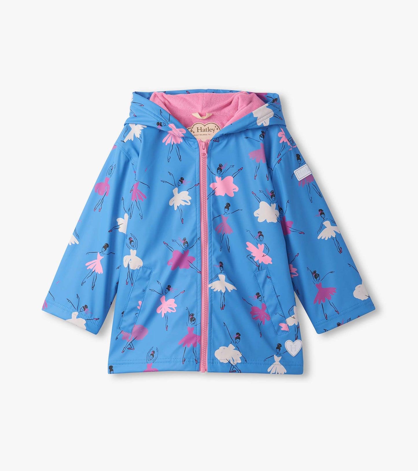 Girls Ballet School Colour Changing Zip-Up Raincoat