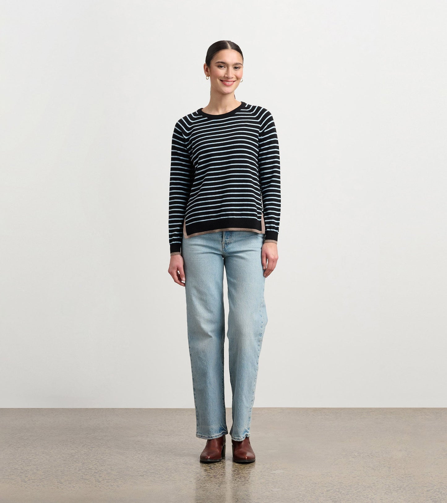 Olivia Jumper - Black Denim Stripes
