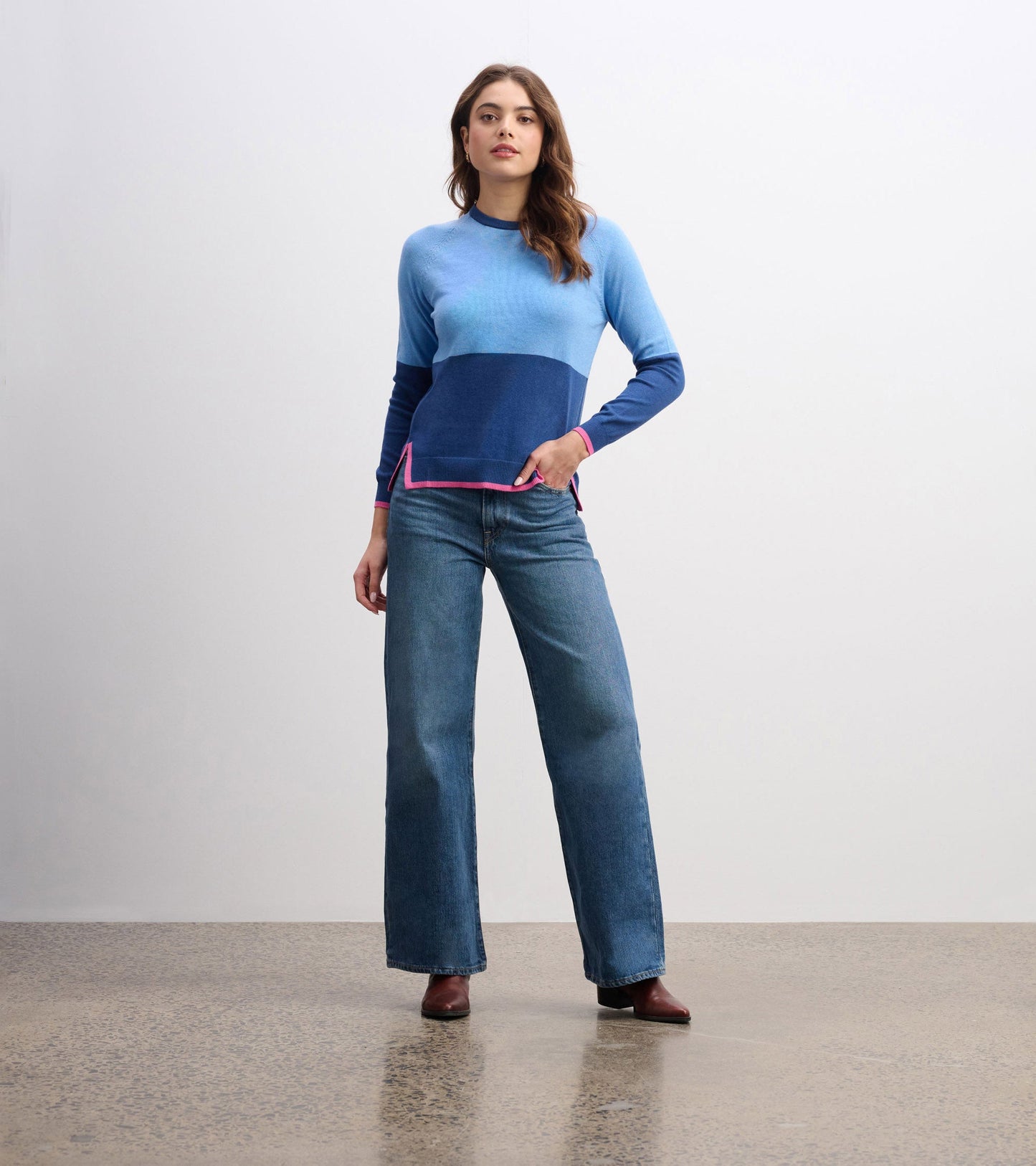 Olivia Jumper - Blue Color Block