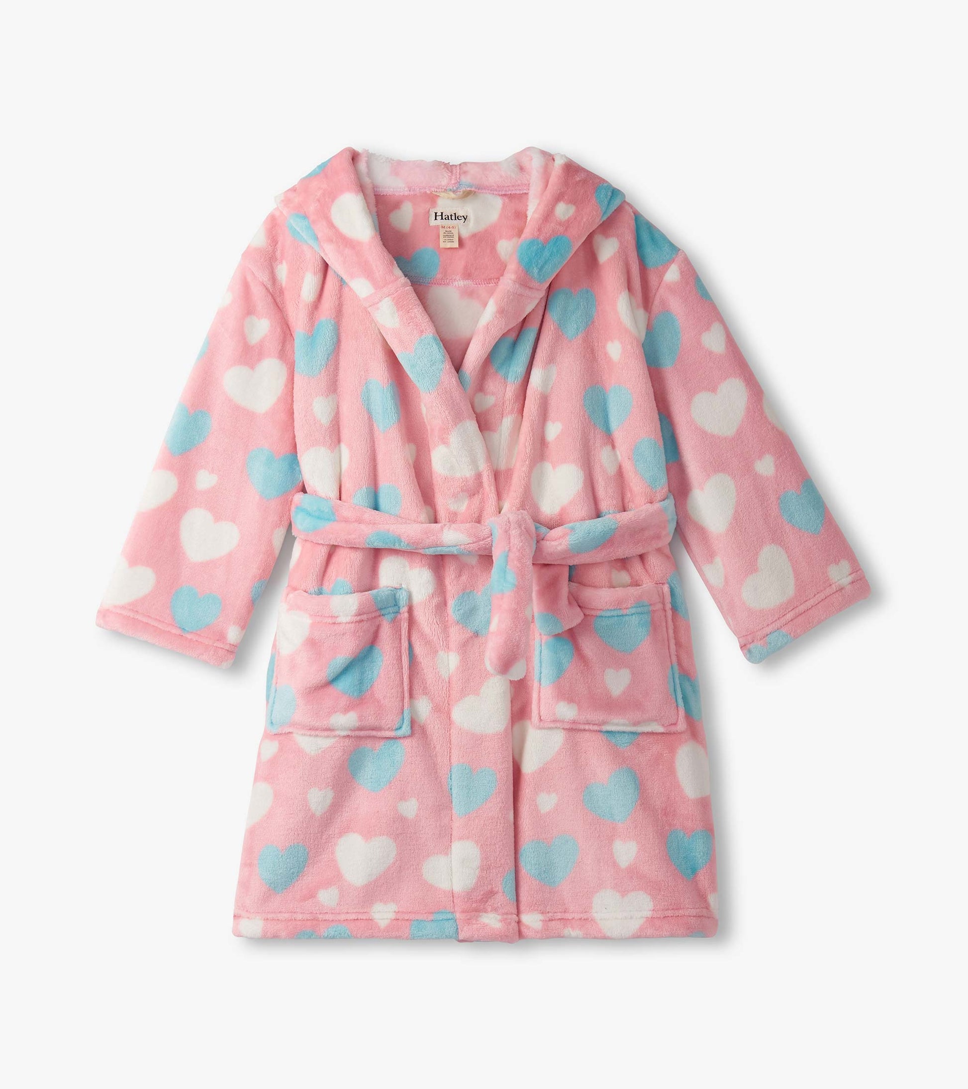 pink heart dressing gown Fluffy heart print short dressing gown | Black & Pink Mix
