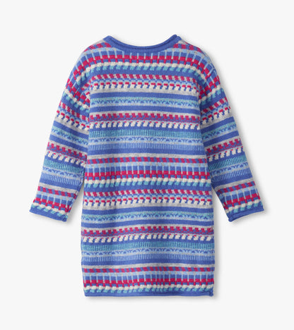Girls Blueberry Stripe Sweater Dress