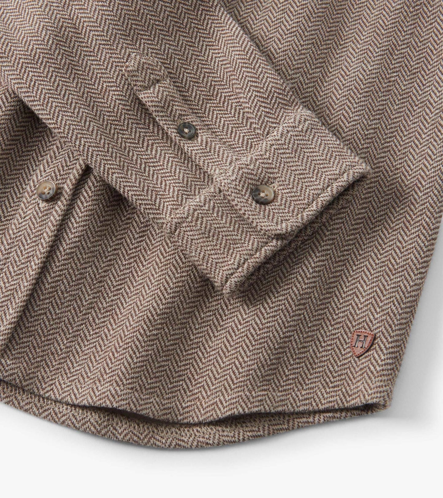Boys Brown Sugar Herringbone Button Down Shirt