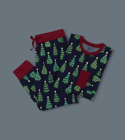 Men's Bottle Brush Trees Glow in the Dark Cotton Pyjama Set