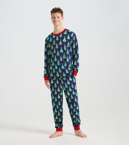 Men's Bottle Brush Trees Glow in the Dark Cotton Pyjama Set