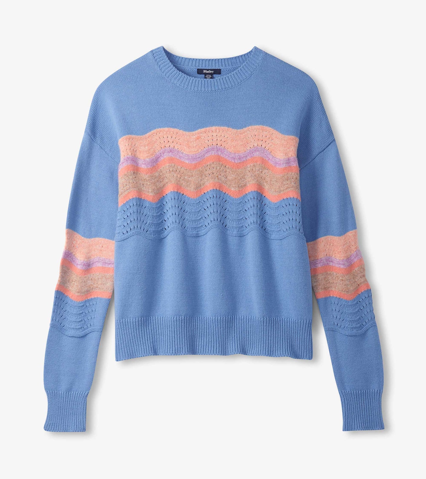 Pointelle Wave Jumper - Sky Blue Ripple