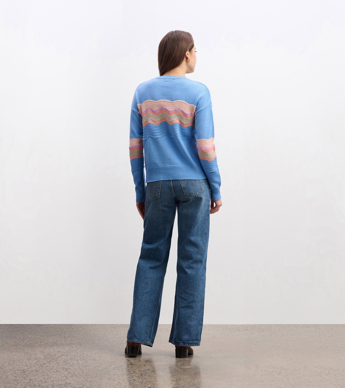Pointelle Wave Jumper - Sky Blue Ripple