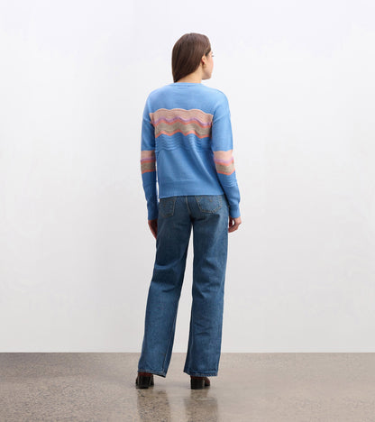Pointelle Wave Jumper - Sky Blue Ripple