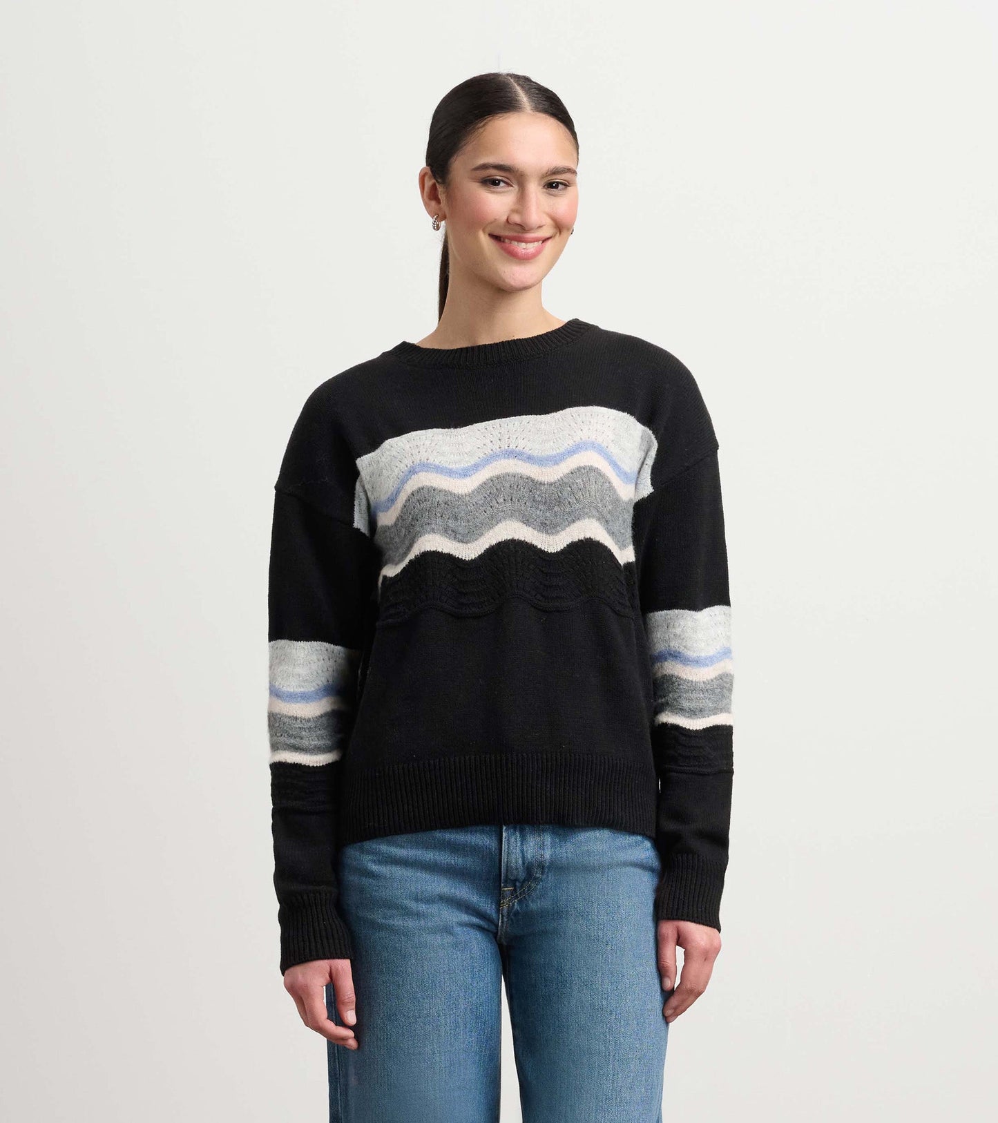 Pointelle Wave Jumper - Black