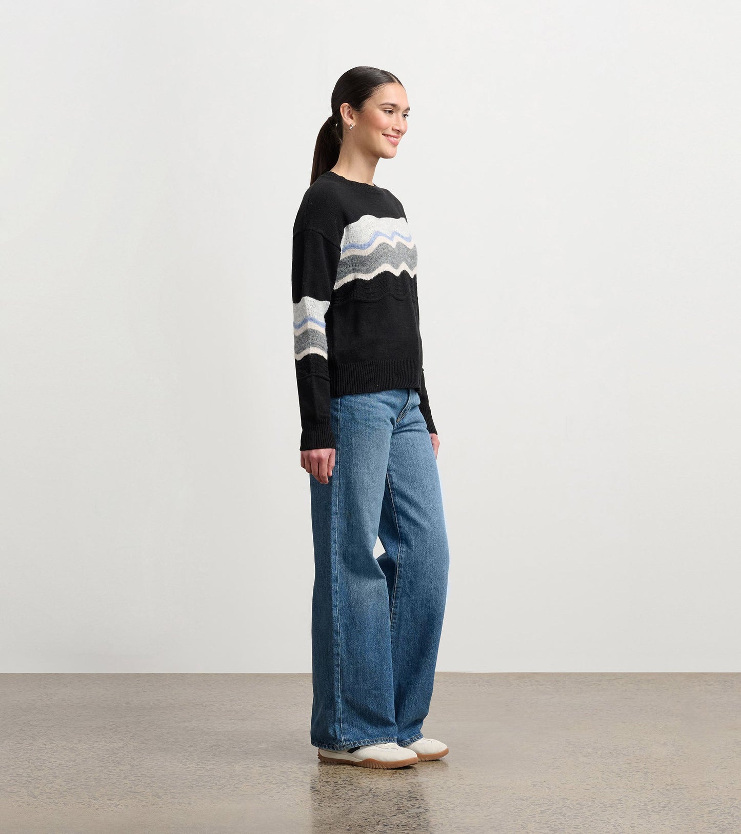 Pointelle Wave Jumper - Black