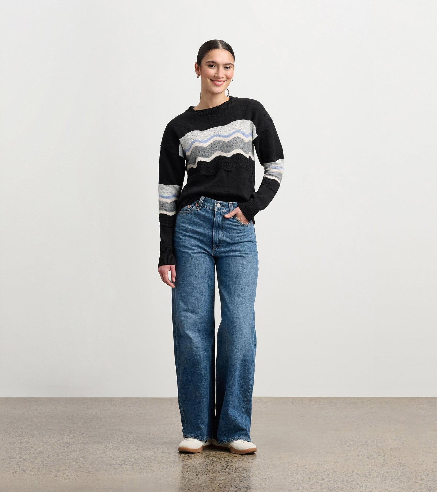 Pointelle Wave Jumper - Black
