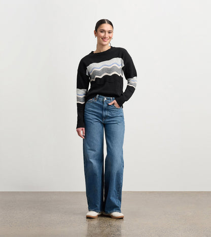 Pointelle Wave Jumper - Black