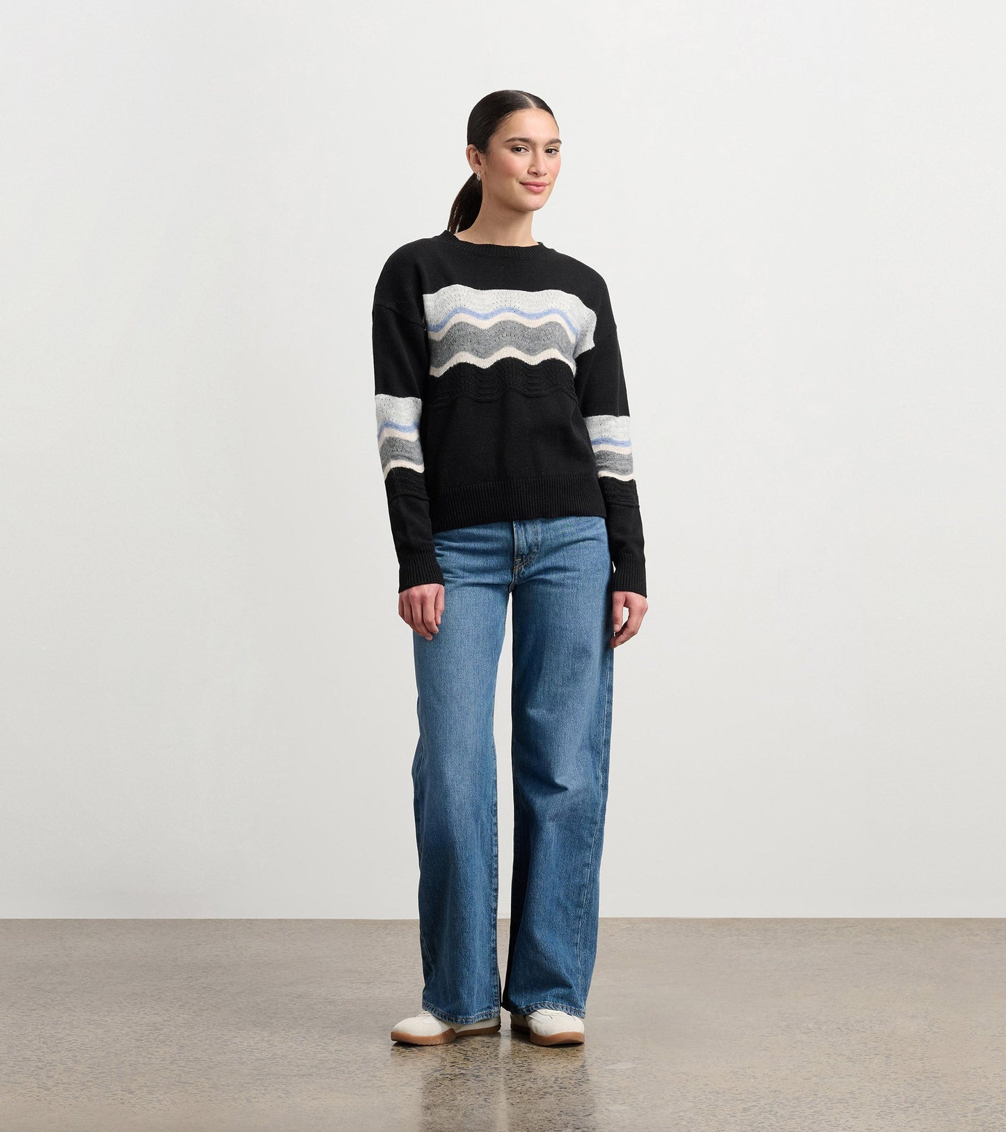 Pointelle Wave Jumper - Black