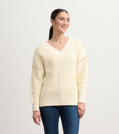 V-Neck Slouchy Jumper - Cream