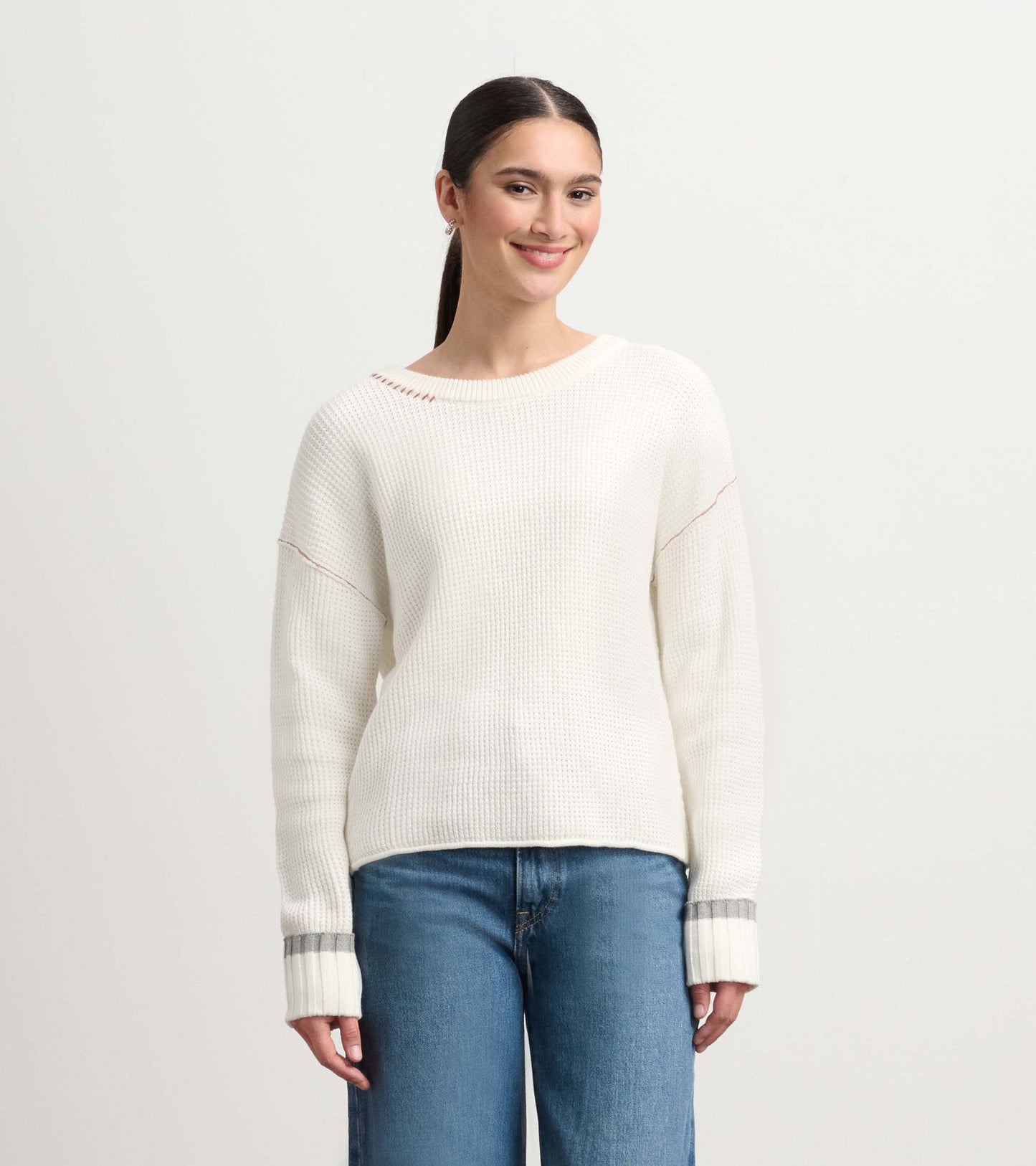 Waffle Knit Jumper - Cream