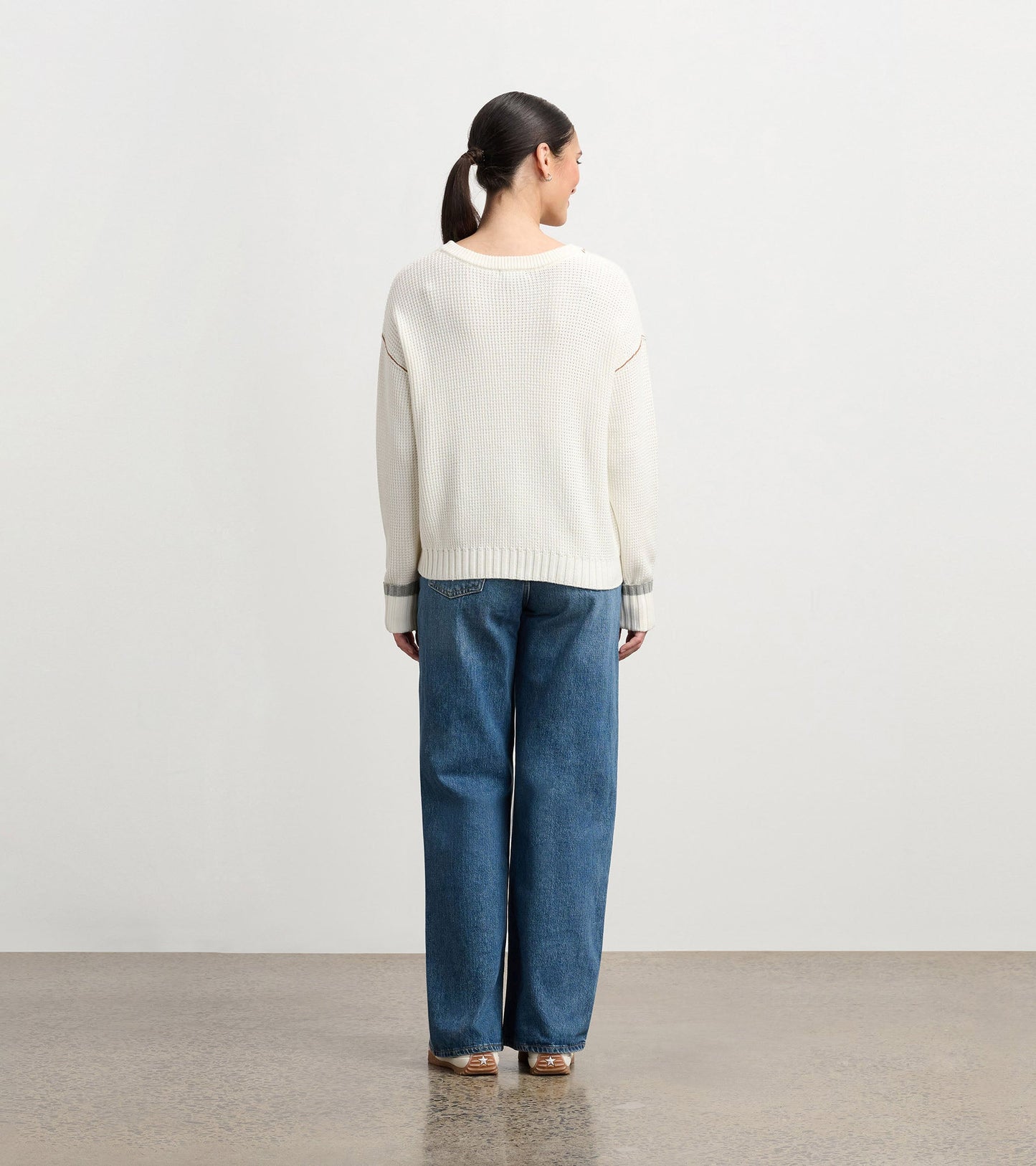 Waffle Knit Jumper - Cream