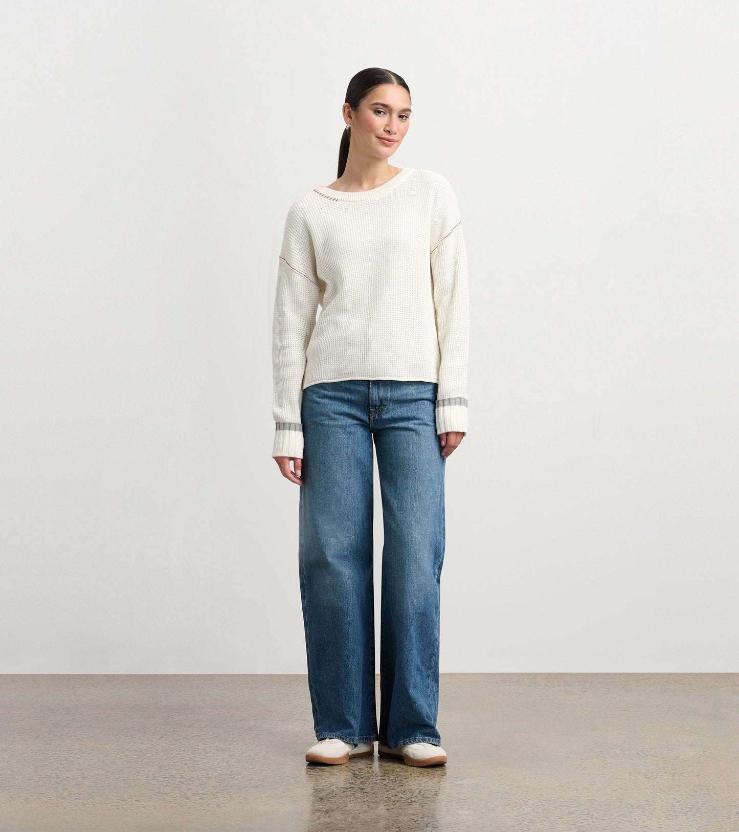 Waffle Knit Jumper - Cream