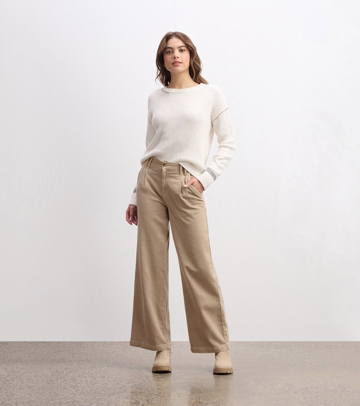 Waffle Knit Jumper - Cream