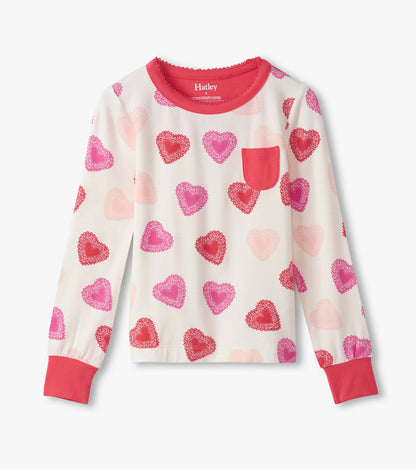 Girls Cut Out Hearts Bamboo Pyjama Set