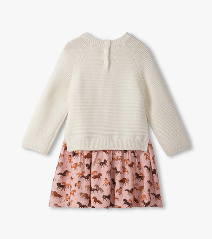 Baby & Toddler Girls Tinsel Horses Mixed Media Sweater Dress